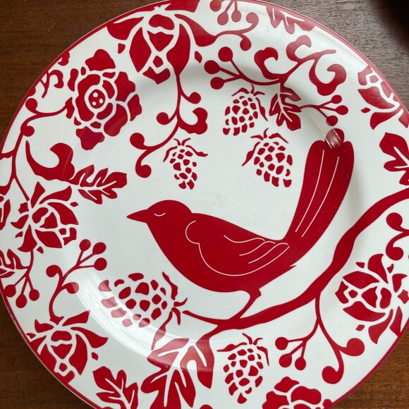 4 Pier 1 8 inch Red Bird Salad Plates. - Picture 5 of 6